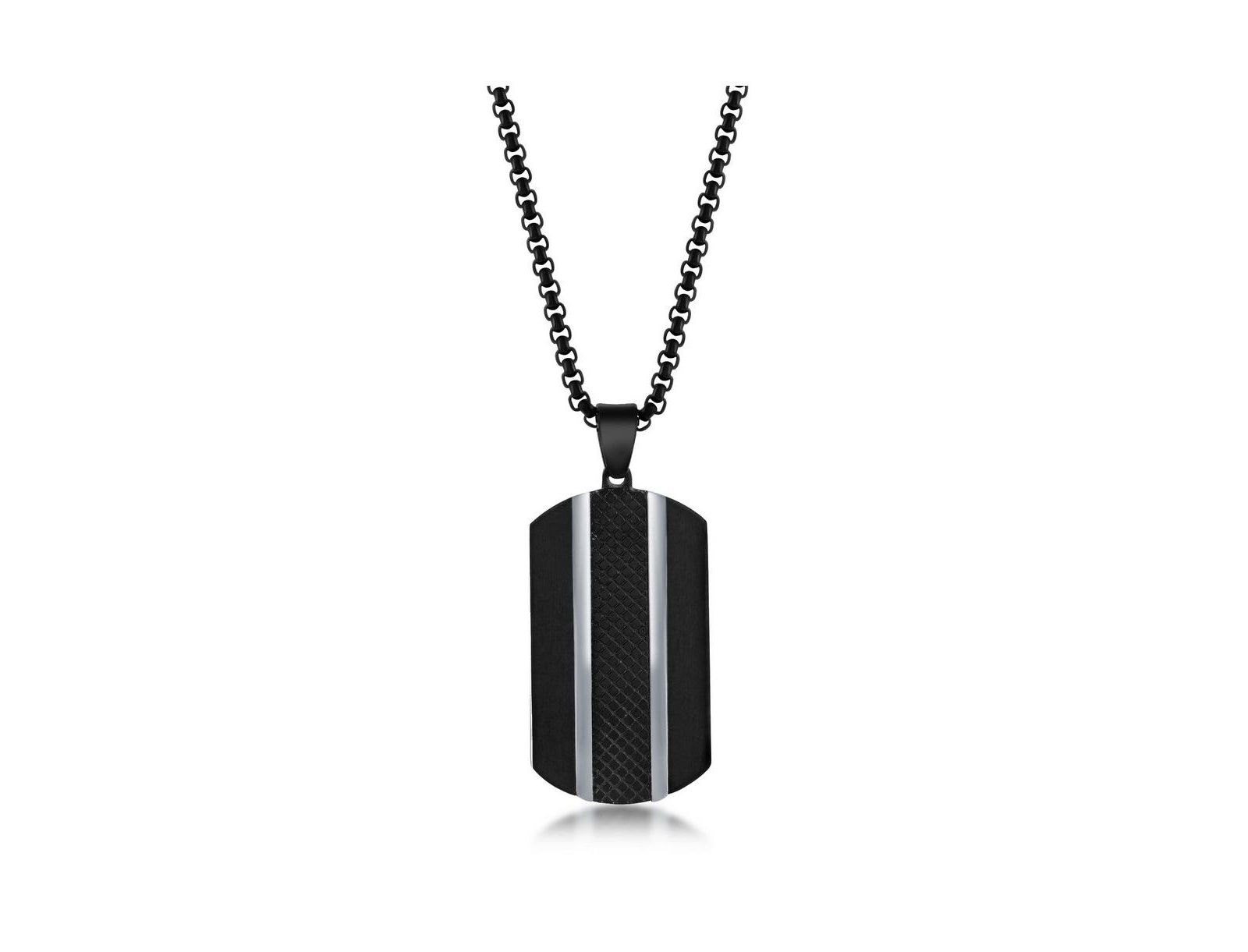 Мужской серебряный кулон dog tag из нержавеющей стали с черным напылением