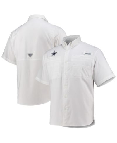 Columbia PFG Мужская рубашка Columbia White Dallas Cowboys Tamiami Omni-Shade Button-Down