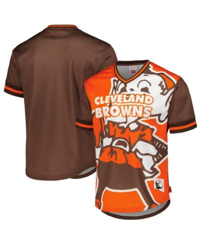 Мужская футболка Mitchell & Ness Cleveland Browns Jumbotron 3.0 Mesh V-Neck оранжевая