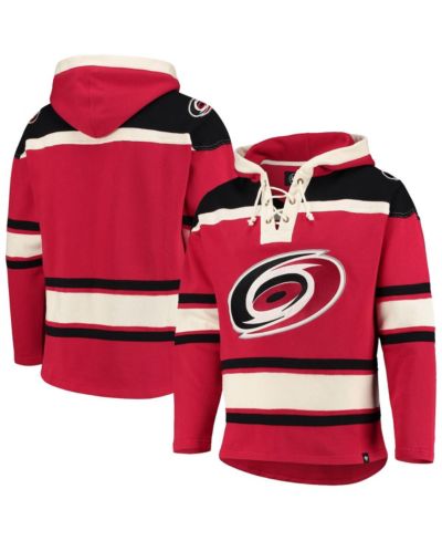 Men's '47 Brand Red Carolina Hurricanes Superior Lacer Pullover Hoodie