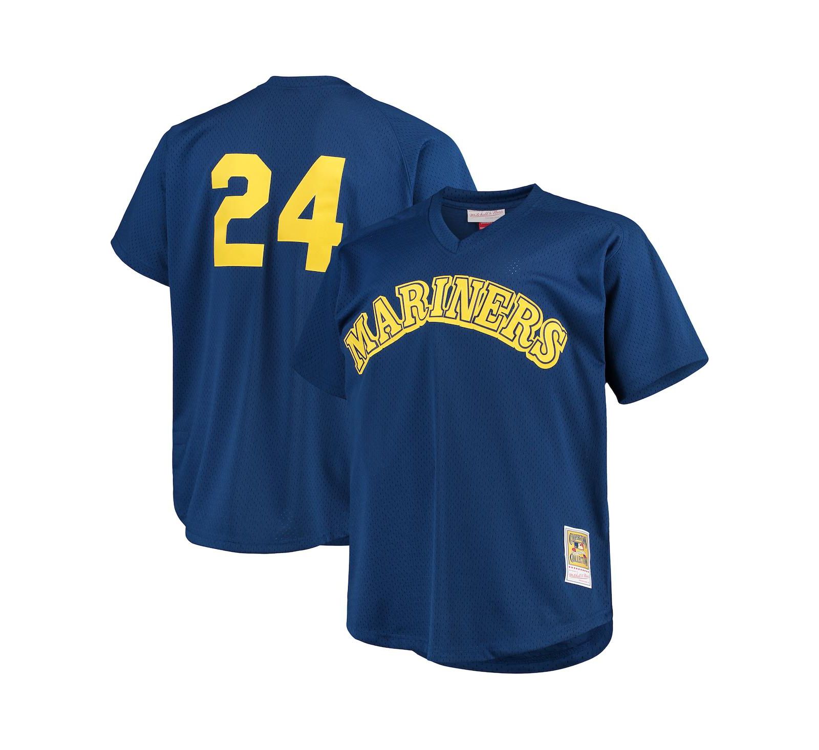 Мужская джерси Mitchell & Ness Ken Griffey Jr. Royal Seattle Mariners Big and Tall Cooperstown Collection Mesh Batting Practice