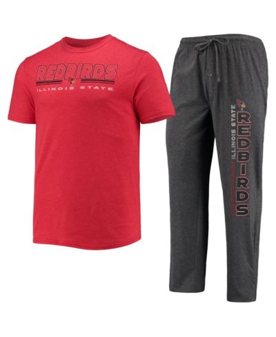 Men's Concepts Sport Heathered Charcoal, Red Illinois State Redbirds Meter T-shirt and Pants Sleep Set