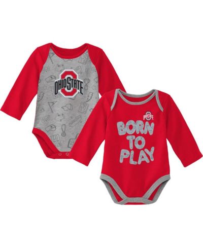 Комплект боди для новорожденных и младенцев Outerstuff Scarlet Heather Gray Ohio State Buckeyes