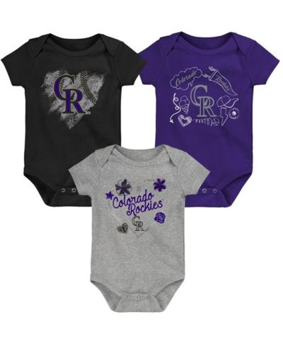 Детский набор боди для новорожденных Colorado Rockies, 3 шт., черный, фиолетовый, серый меланж