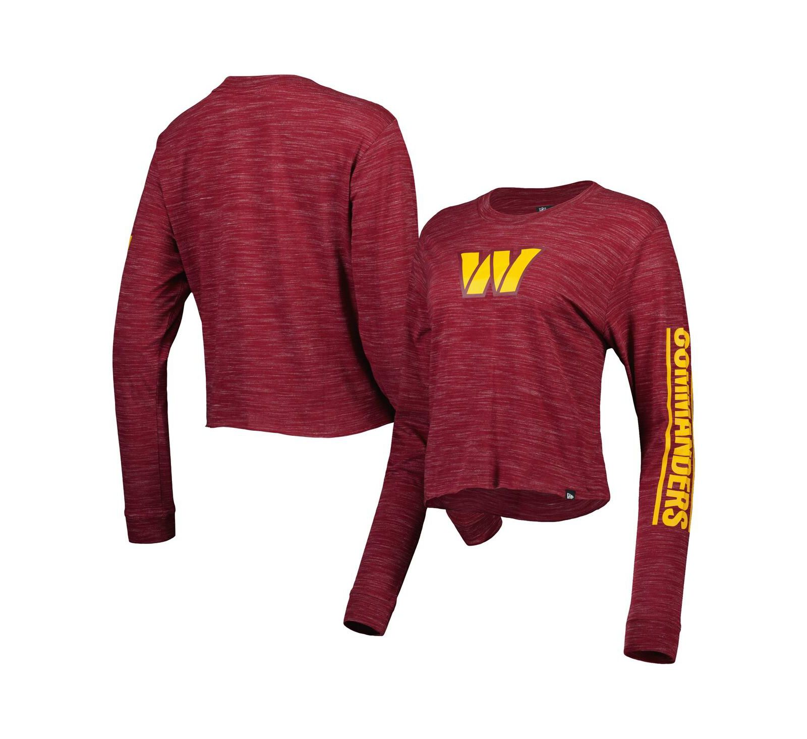 Women's New Era Burgundy Washington Commanders Crop Long Sleeve T-shirt