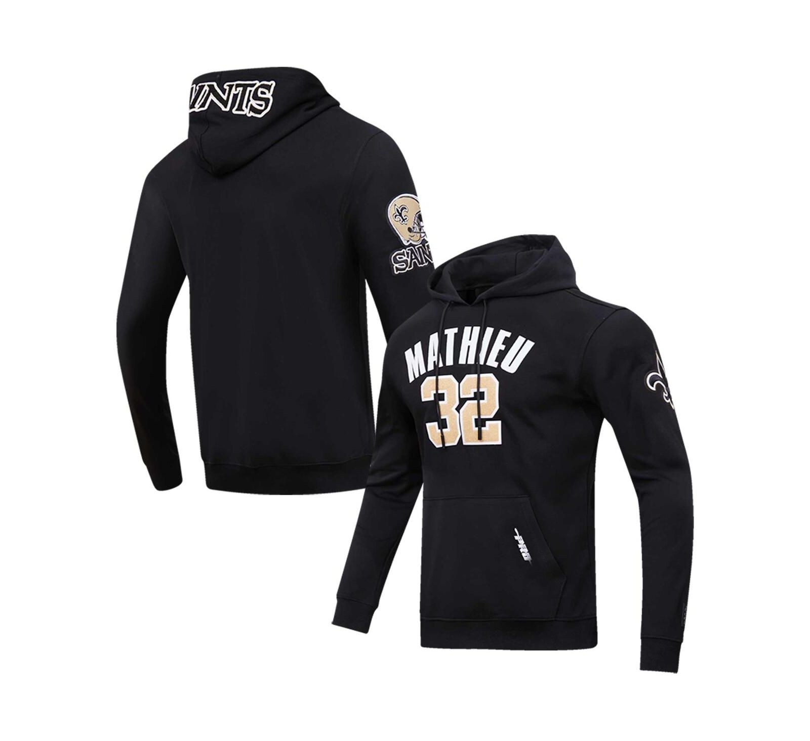 Men's Pro Standard Tyrann Mathieu Black New Orleans Saints Player Name and Number Pullover Hoodie