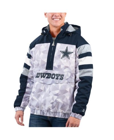 Мужское худи-толстовка Starter Raglan Half-Zip White Navy Dallas Cowboys