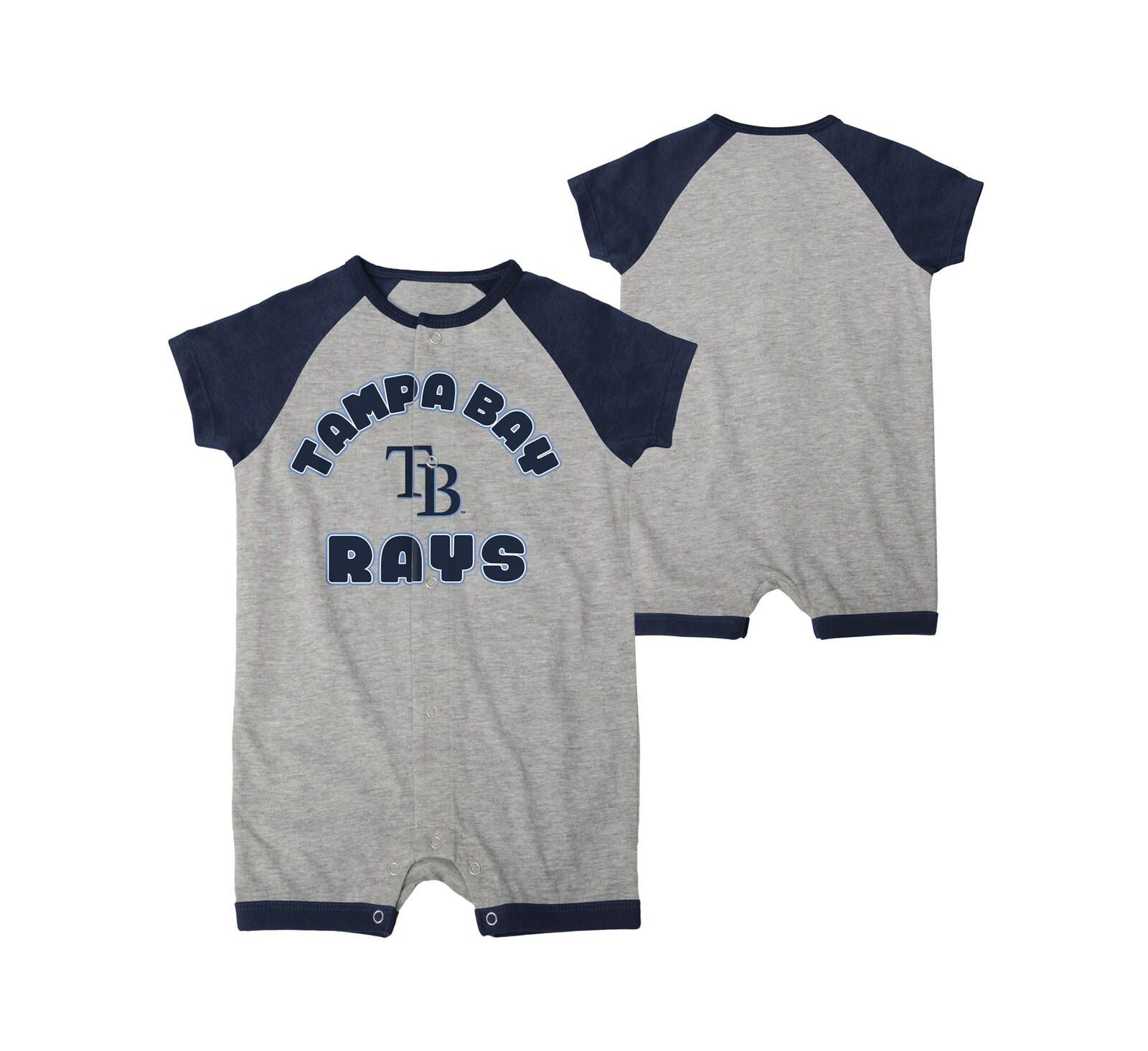 Ромпер для младенцев Outerstuff Heather Gray Tampa Bay Rays Extra Base Hit Raglan Full-Snap