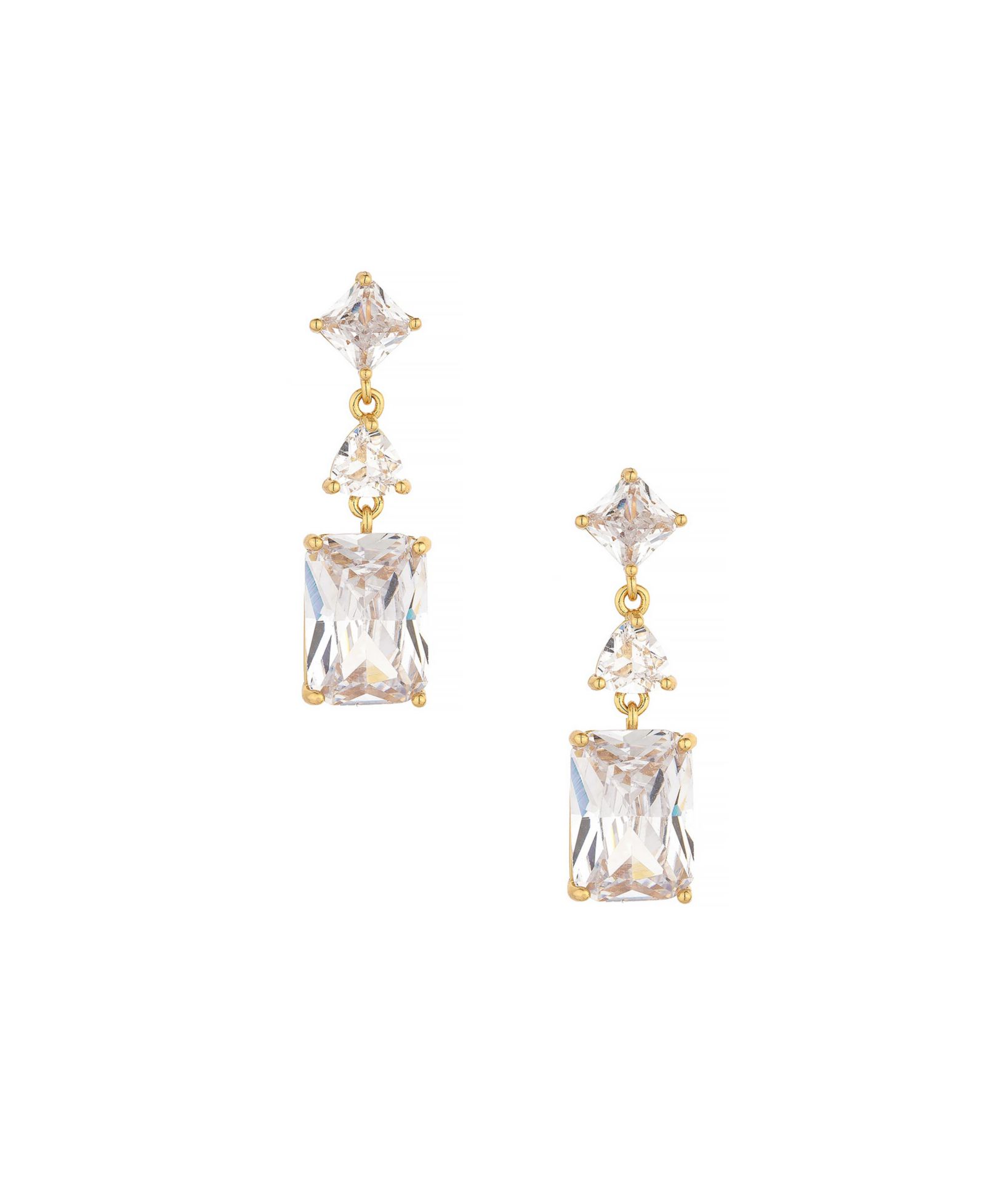 ETTIKA Reflective Cubic Zirconia 18K Gold Plated Dangle Earrings
