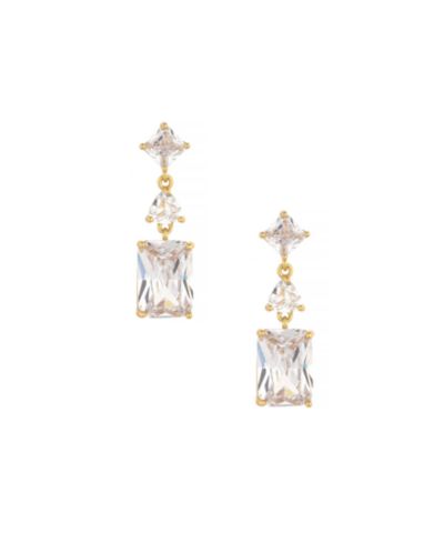 ETTIKA Reflective Cubic Zirconia 18K Gold Plated Dangle Earrings