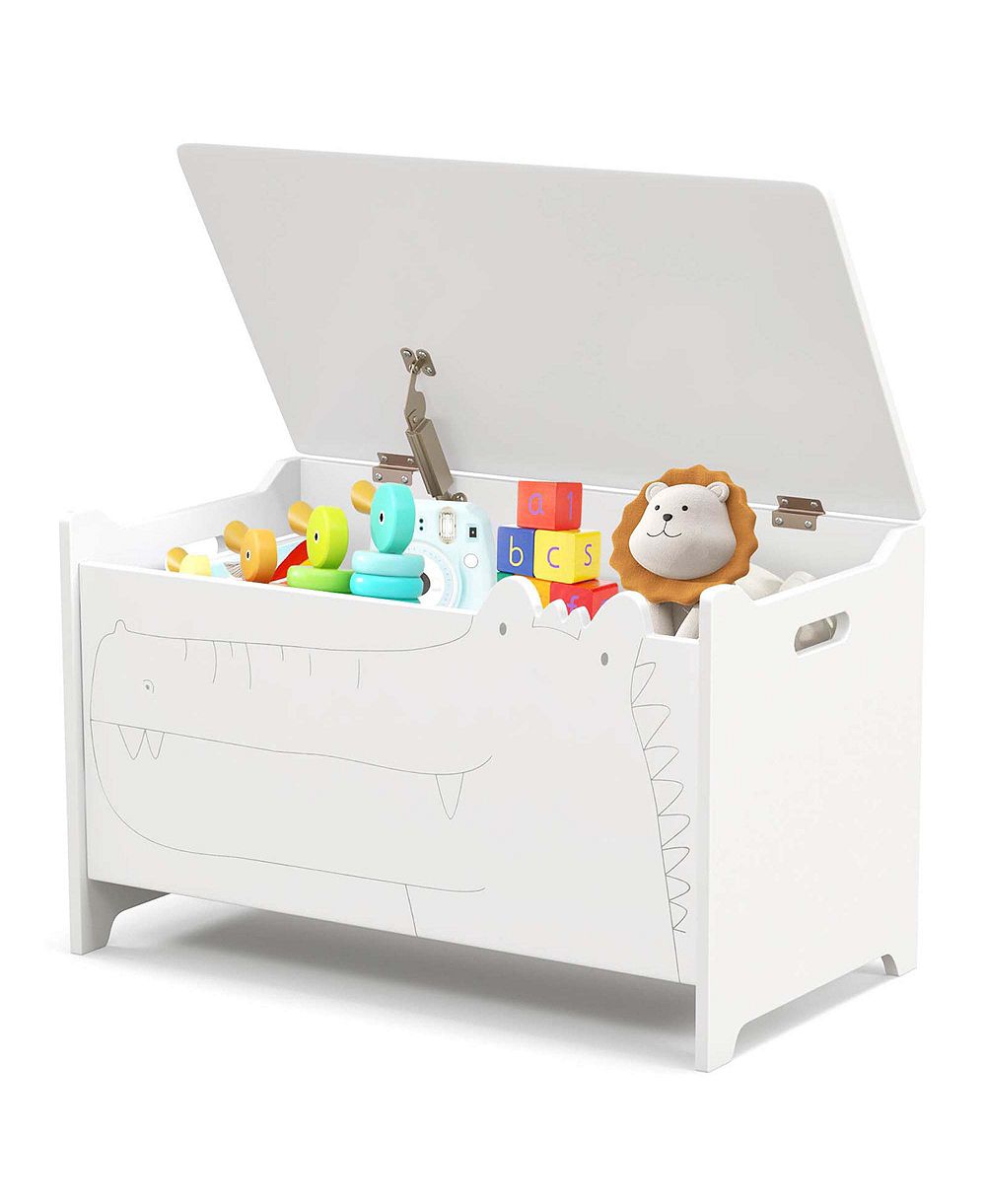 Детский ящик для игрушек Costway из дерева с защитной петлей