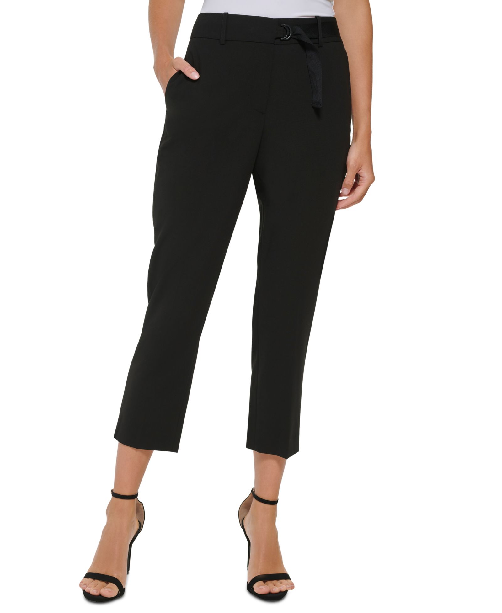 DKNY Women's Tab-Waist D-Ring Ankle Pants