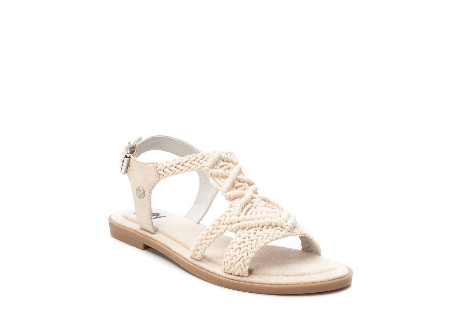 Women's Braided Strap Flat Sandals By XTI,  Light Beige