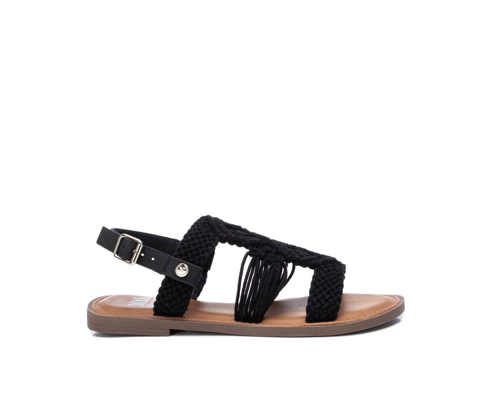Women's Braided Strap Flat Sandals By XTI,  Black