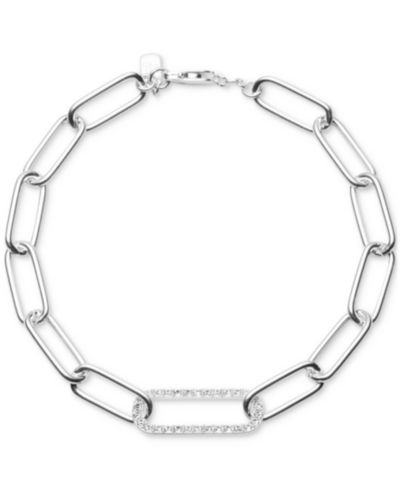 Lauren Ralph Lauren браслет с цепочкой и кристаллами Pavé Open Link, стерлинговое серебро