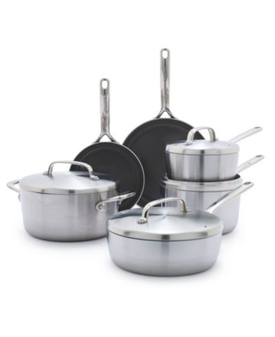 GreenPan GP5 набор кухонной посуды из нержавеющей стали с керамическим антипригарным покрытием, 10 предметов