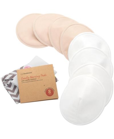 KeaBabies 8pk Organic Nursing Pads, Washable Breast Pads + Wash Bag, Reusable Nipple Pads