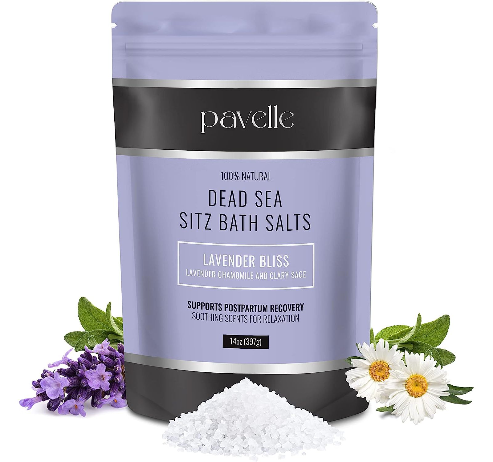 Pavelle Sitz Bath Salts, Dead Sea Salt Bath Soak, Lavender Bliss