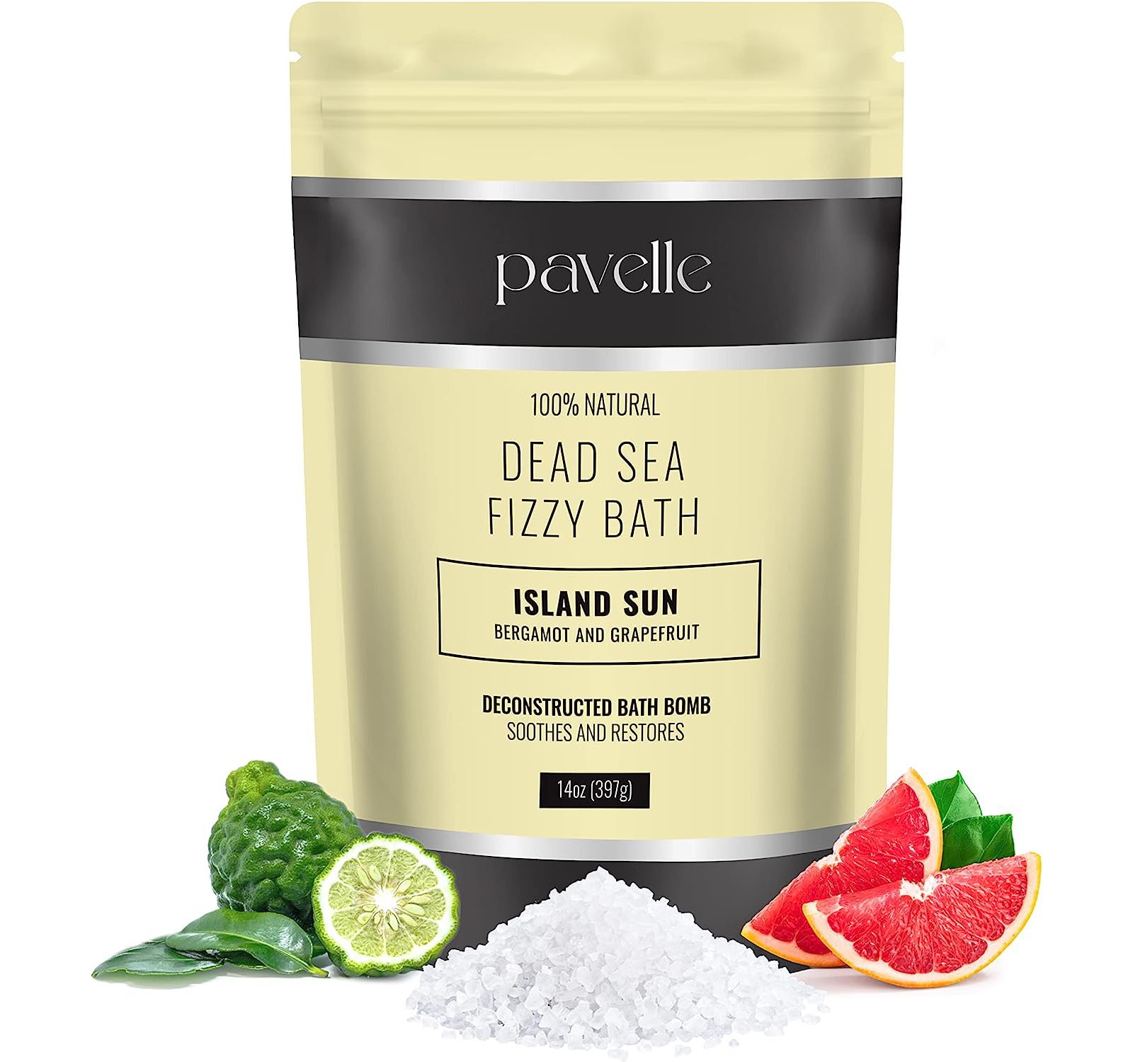 Pavelle Dead Sea Fizzy Bath, Sea Salt Bath Fizz, Island Sun