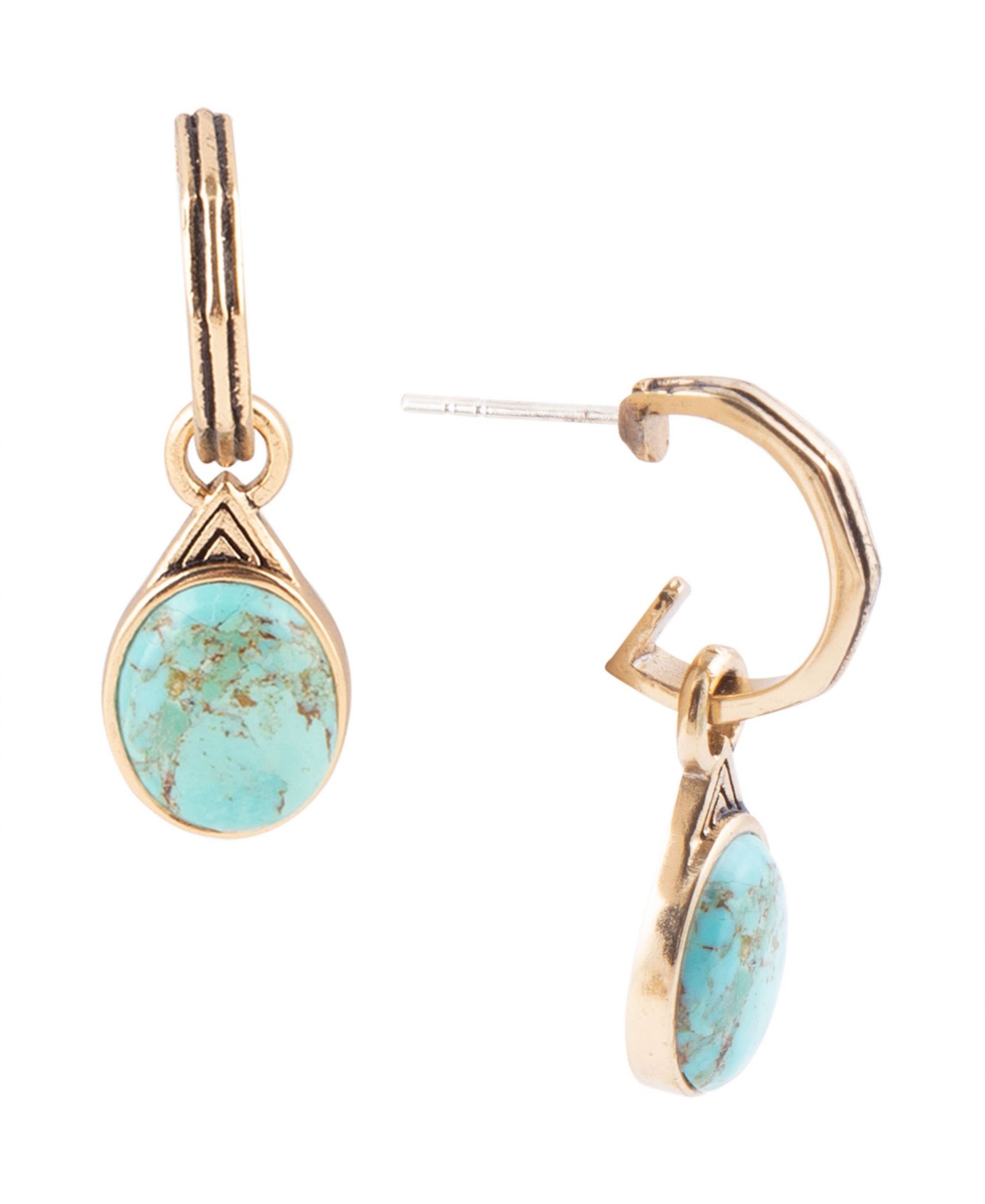 Серьги-кольца Barse Phoenix Genuine Blue Turquoise Oval Half Hoop