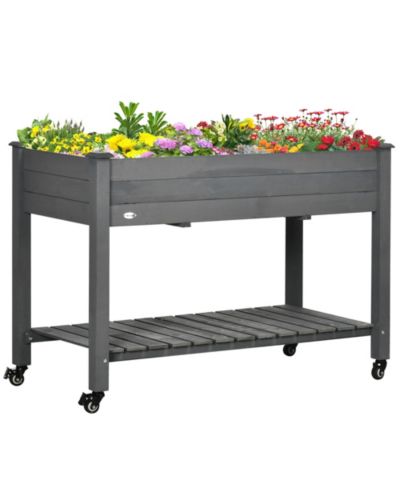 Приподнятая садовая грядка Outsunny, деревянный ящик для выращивания, 47" x 21"