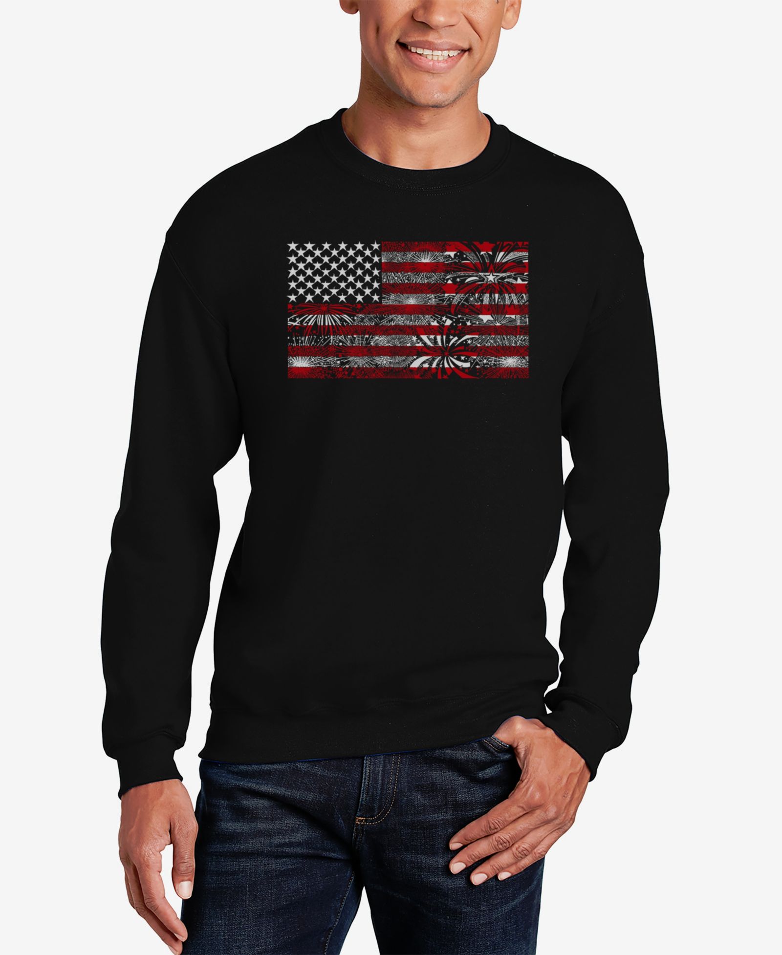 LA Pop Art Мужской свитшот с принтом American Flag Fireworks