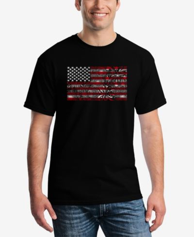 LA Pop Art Men's Word Art Fireworks American Flag T-shirt