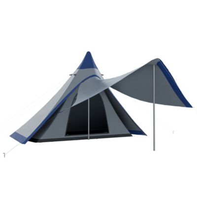 Outsunny Camping Tent with Porch, Teepee Tent Near-Inst Tent,