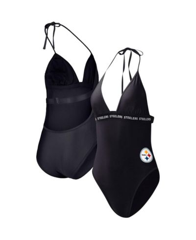Women's G-III 4Her by Carl Banks Black Pittsburgh Steelers Full Count One-Piece Swimsuit