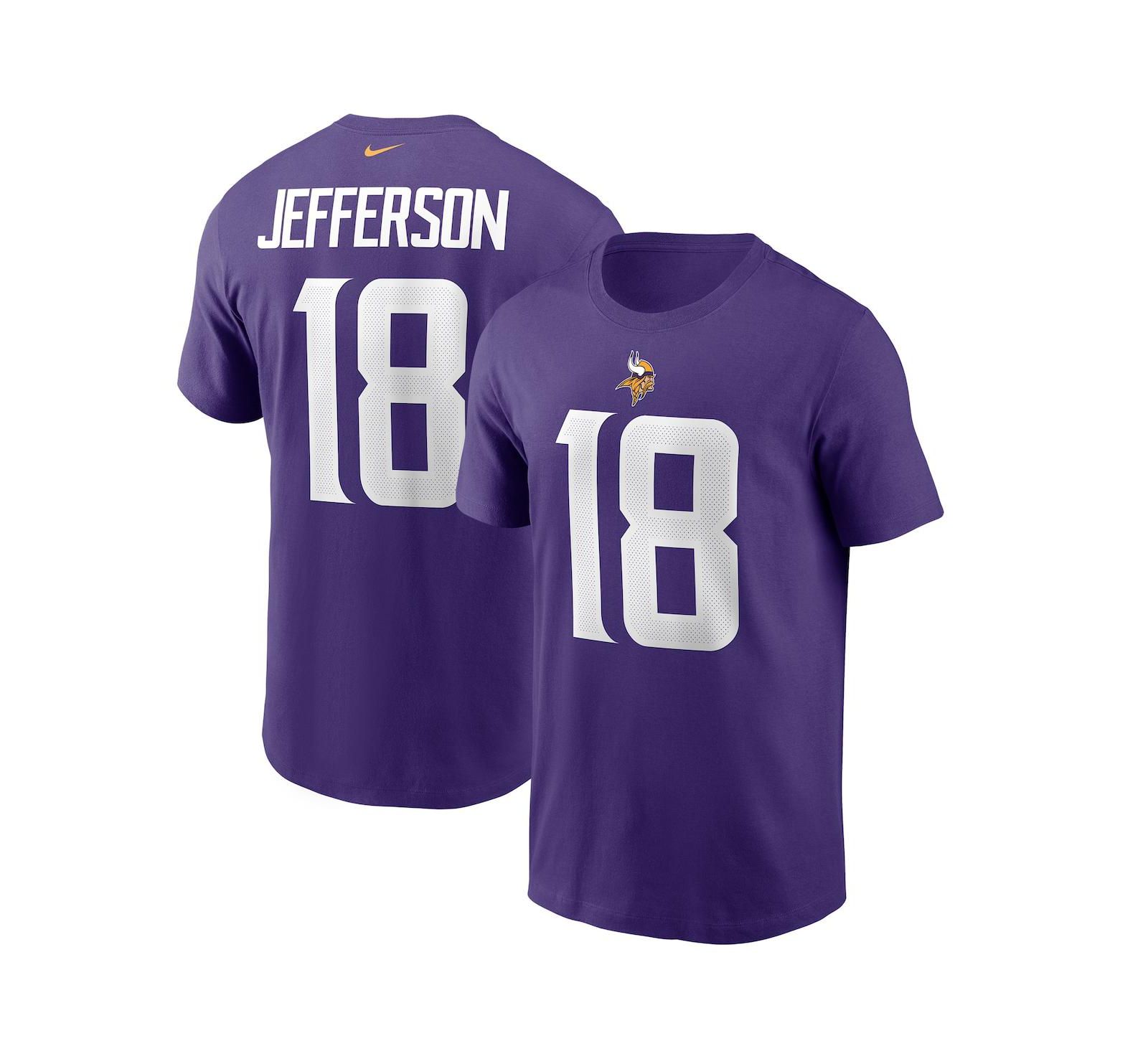 Men's Nike Justin Jefferson Purple Minnesota Vikings Player Name and Number T-shirt