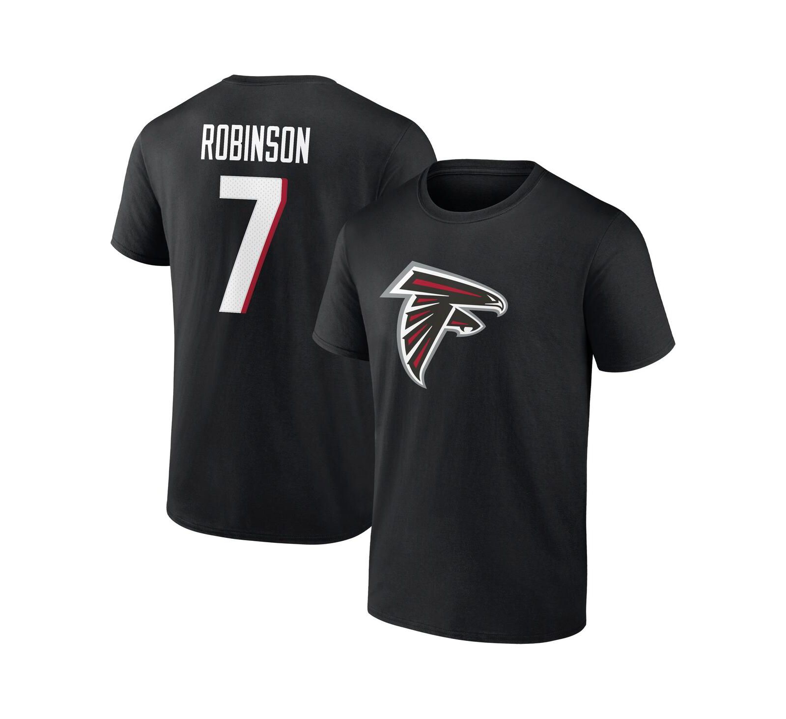 Men's Fanatics Bijan Robinson Black Atlanta Falcons Icon Name and Number T-shirt