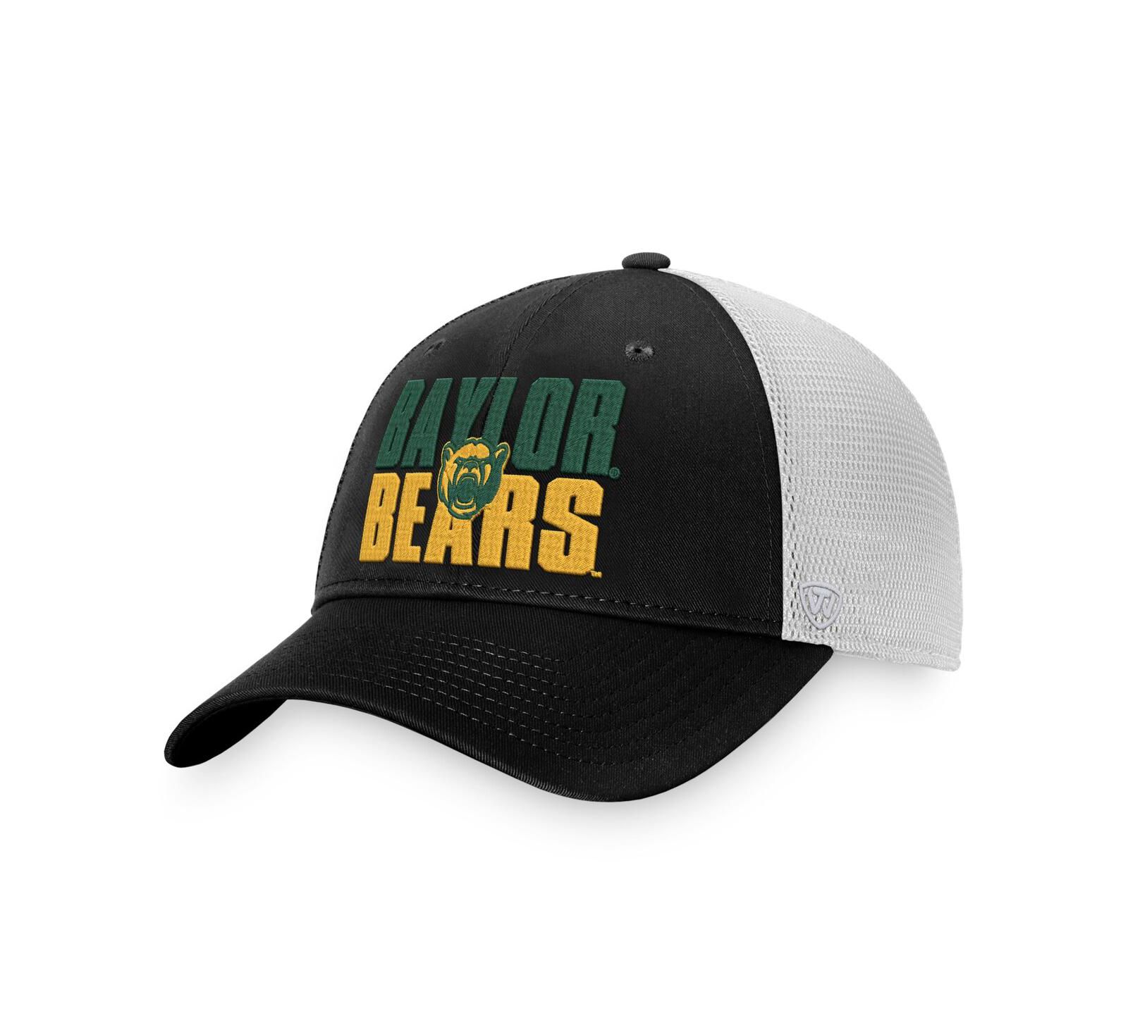Men's Top of the World Black, White Baylor Bears Stockpile Trucker Snapback Hat