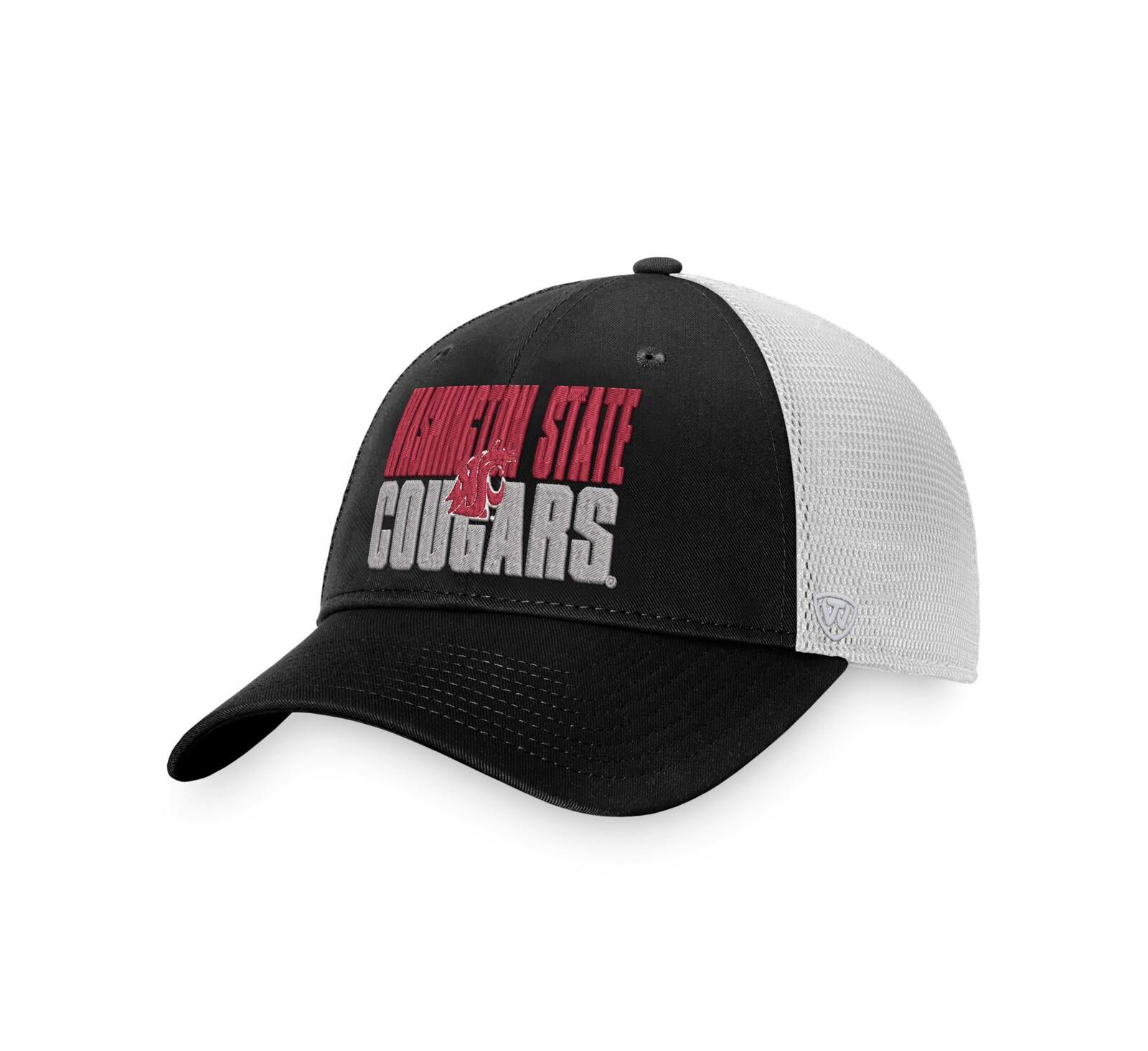 Мужская кепка Top of the World Washington State Cougars Stockpile Trucker Snapback, черная, белая