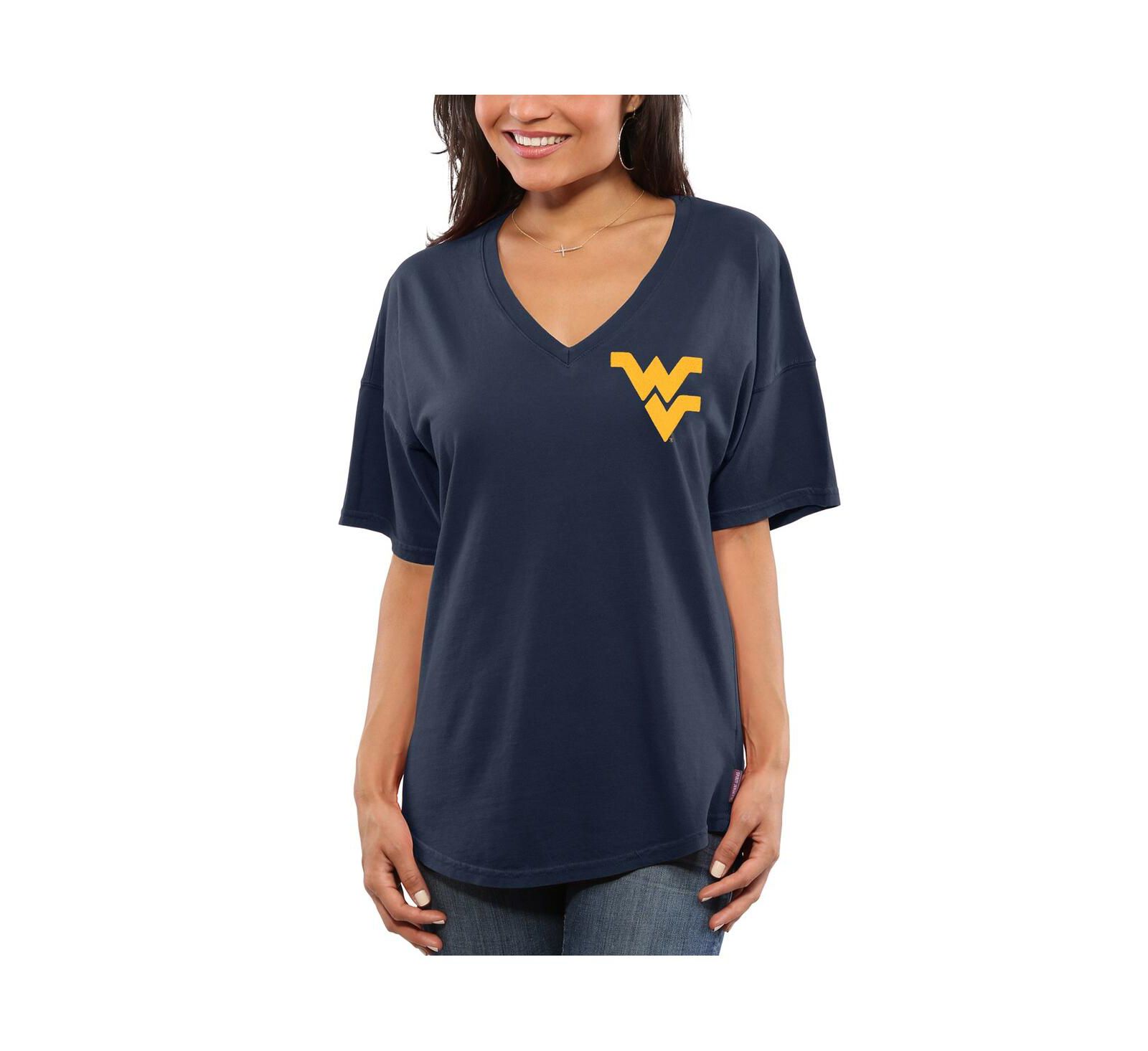 Women's Navy West Virginia Mountaineers Spirit Jersey Oversized T-shirt