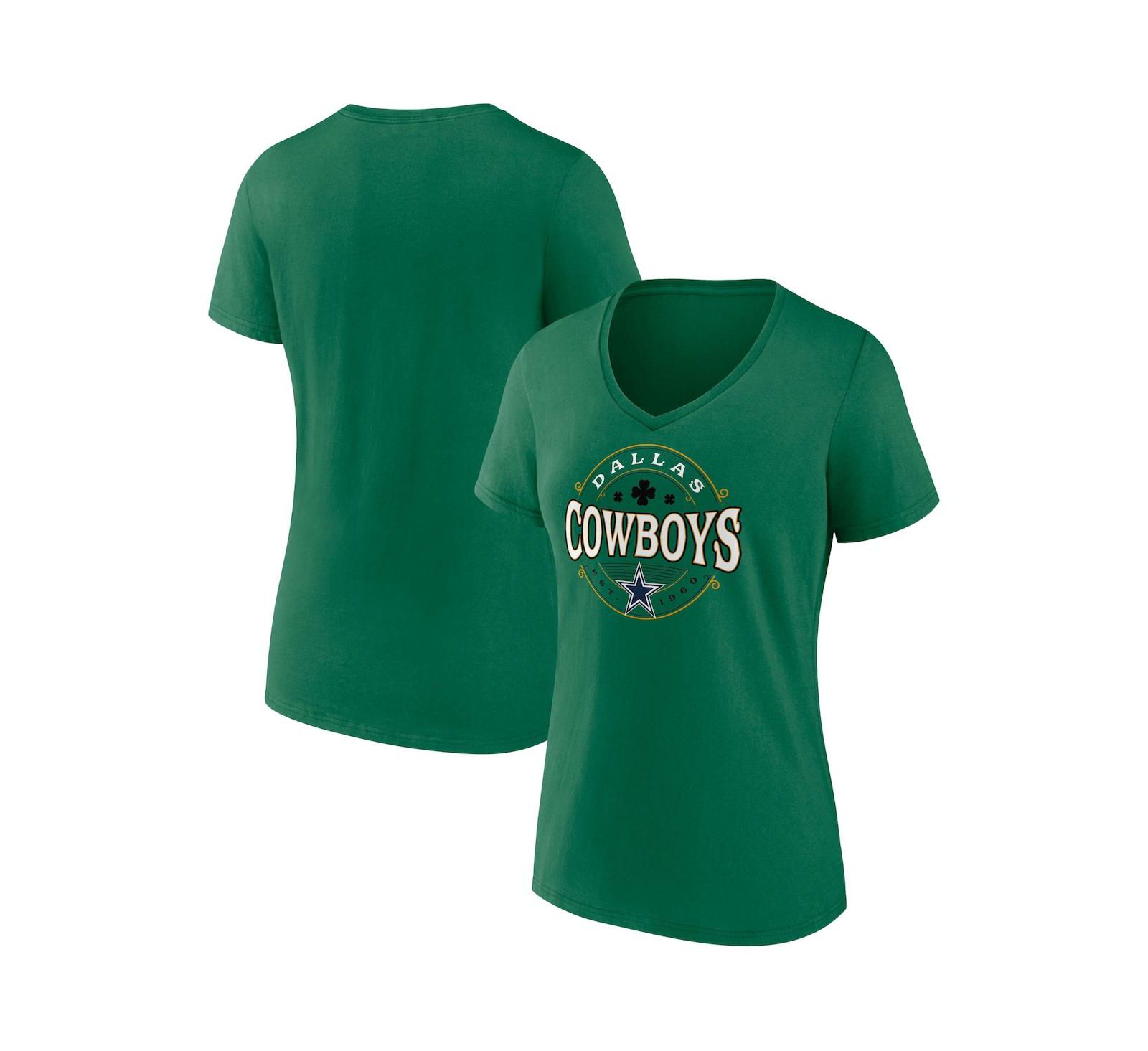 Женская футболка Fanatics Green Dallas Cowboys Lucky Celtic V-Neck