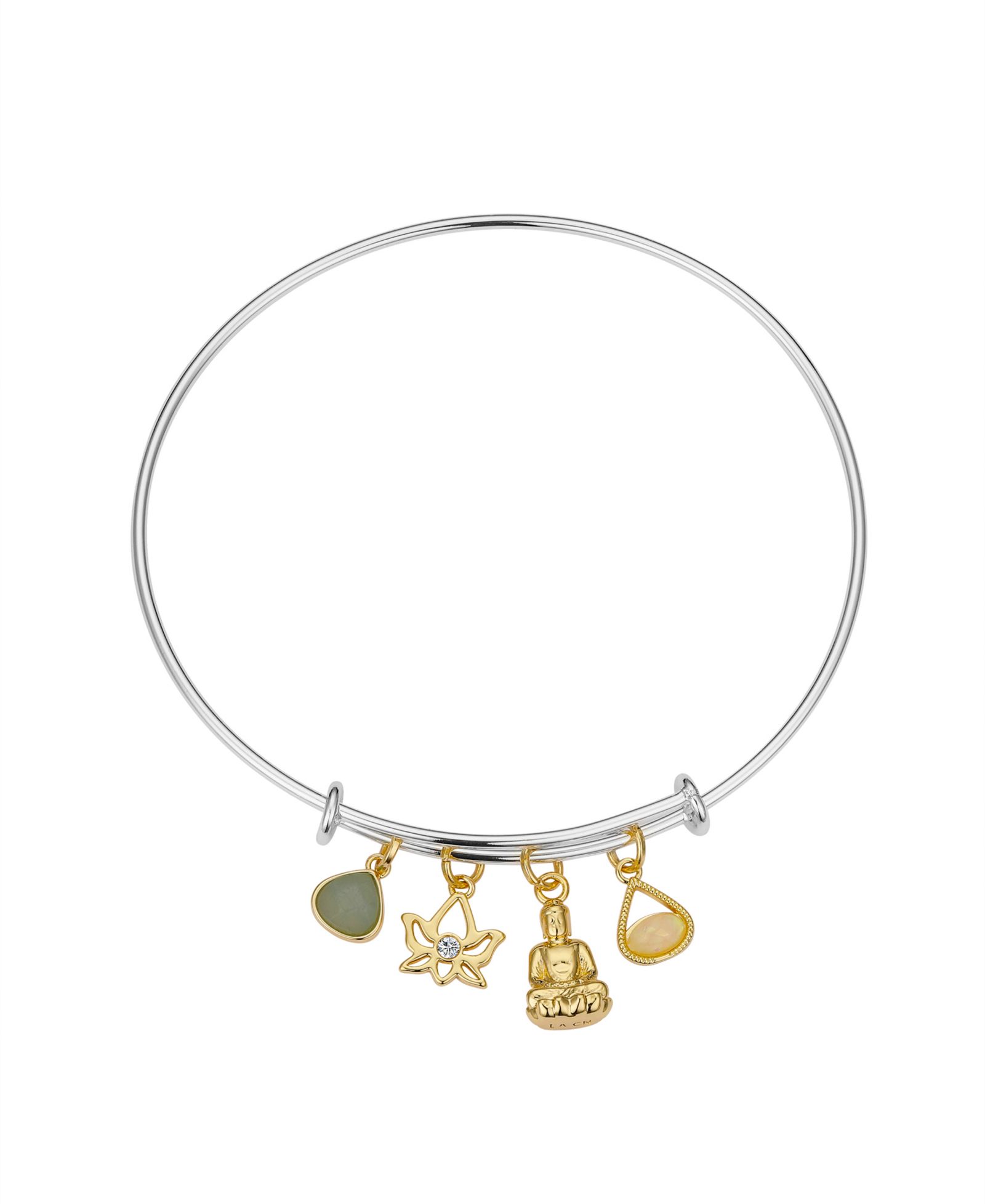 Браслет Unwritten Amazonite Teardrop, Cubic Zirconia Lotus Flower and 14K Gold Plated Buddha
