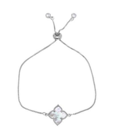 Браслет ADORNIA Adjustable Flower Imitation Mother of Pearl Silver Plated Bolo