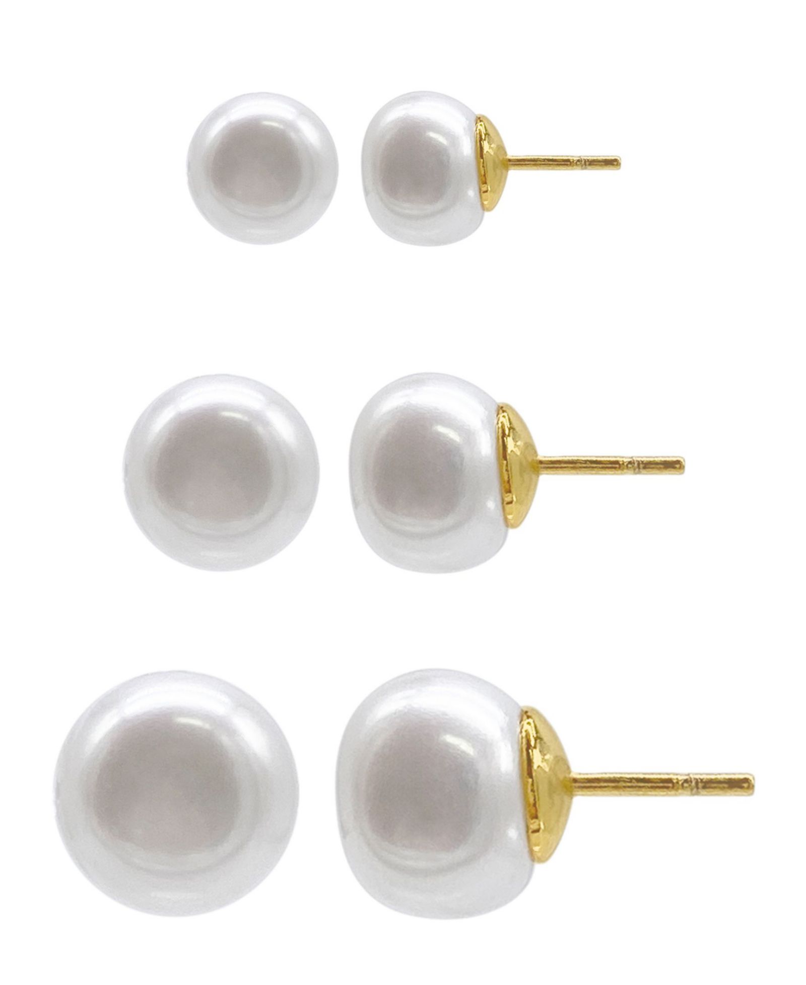 Набор серьг-гвоздиков ADORNIA 14K Gold Plated Freshwater Pearl 6 Pieces