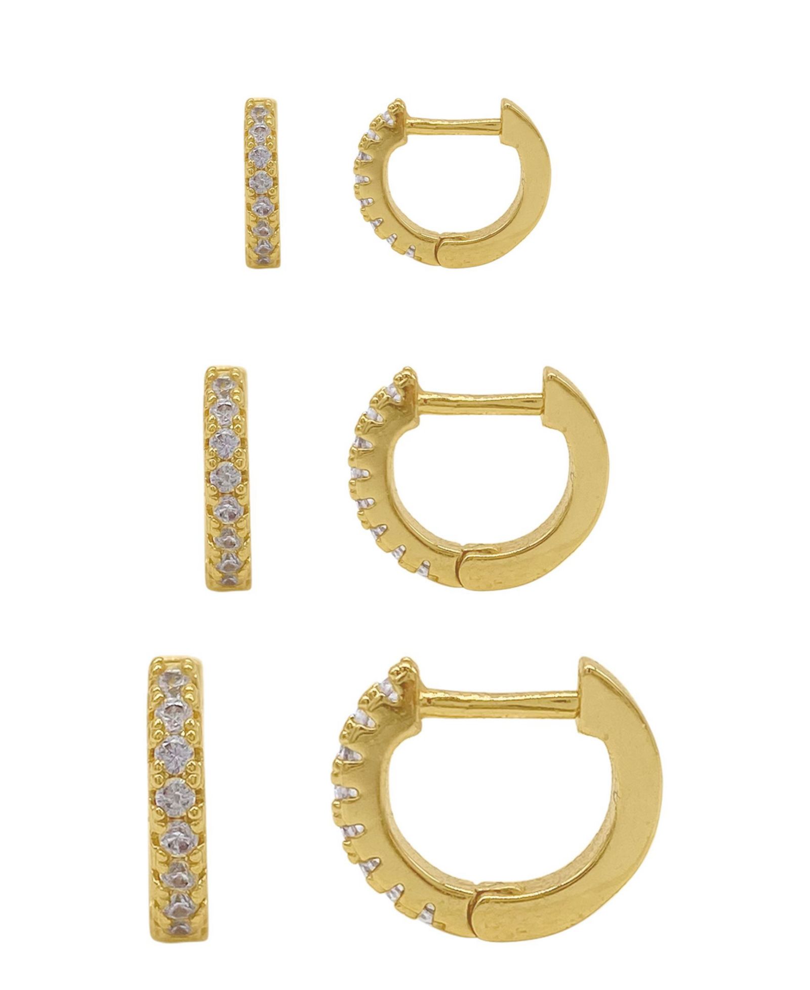 Серьги ADORNIA 14K Gold Plated Huggie Hoop 6 Pieces
