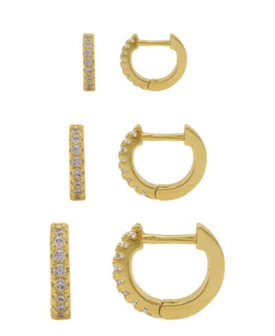 Серьги ADORNIA 14K Gold Plated Huggie Hoop 6 Pieces