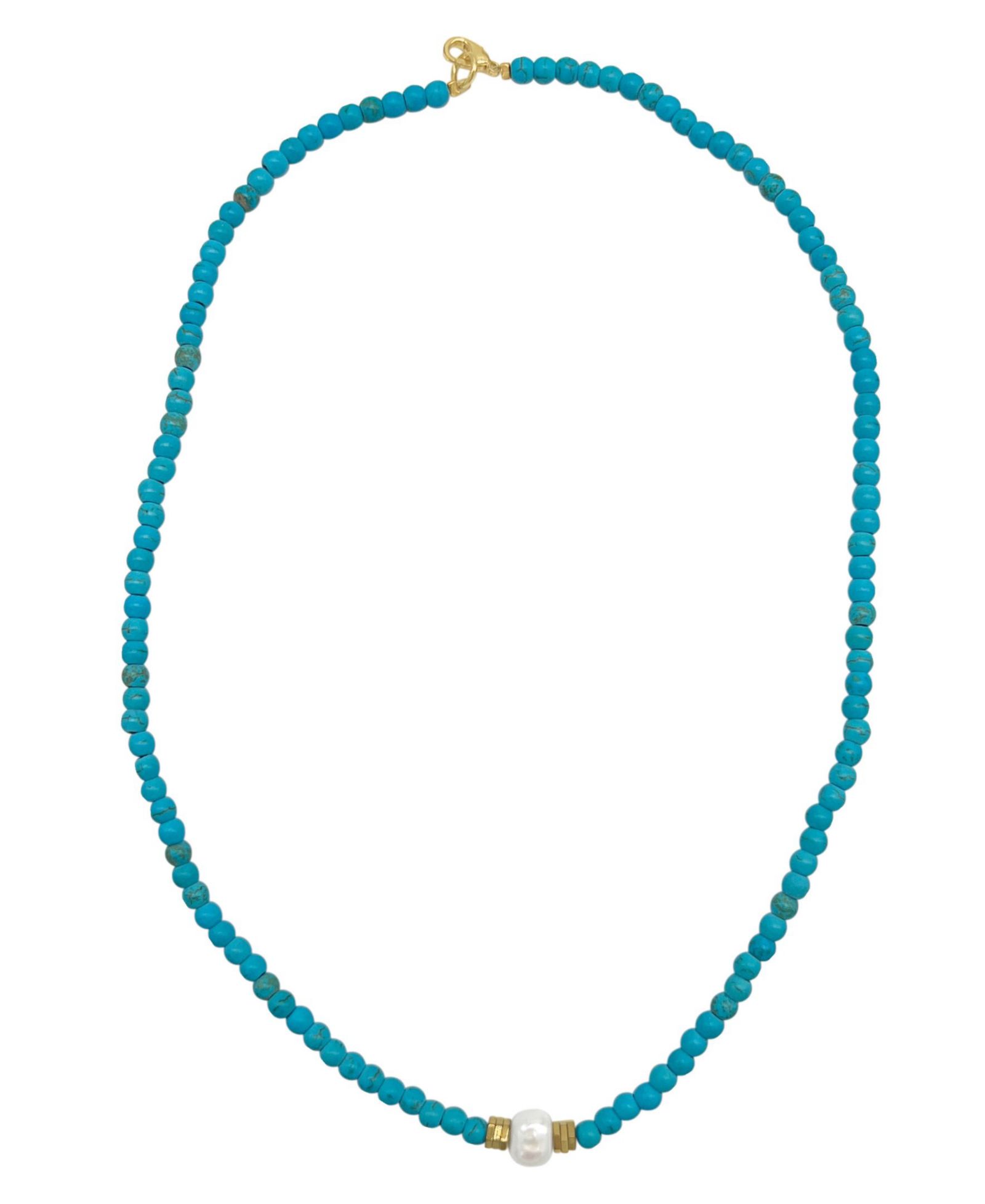 ADORNIA 17.5" Faux Turquoise Beaded Necklace with Imitation Pearl