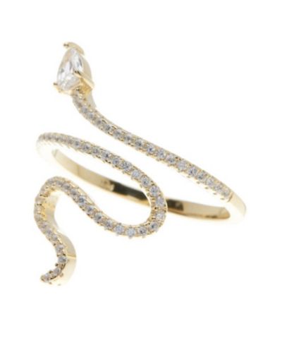 ADORNIA кольцо Snake из платины 14K Gold Plated с кристаллами