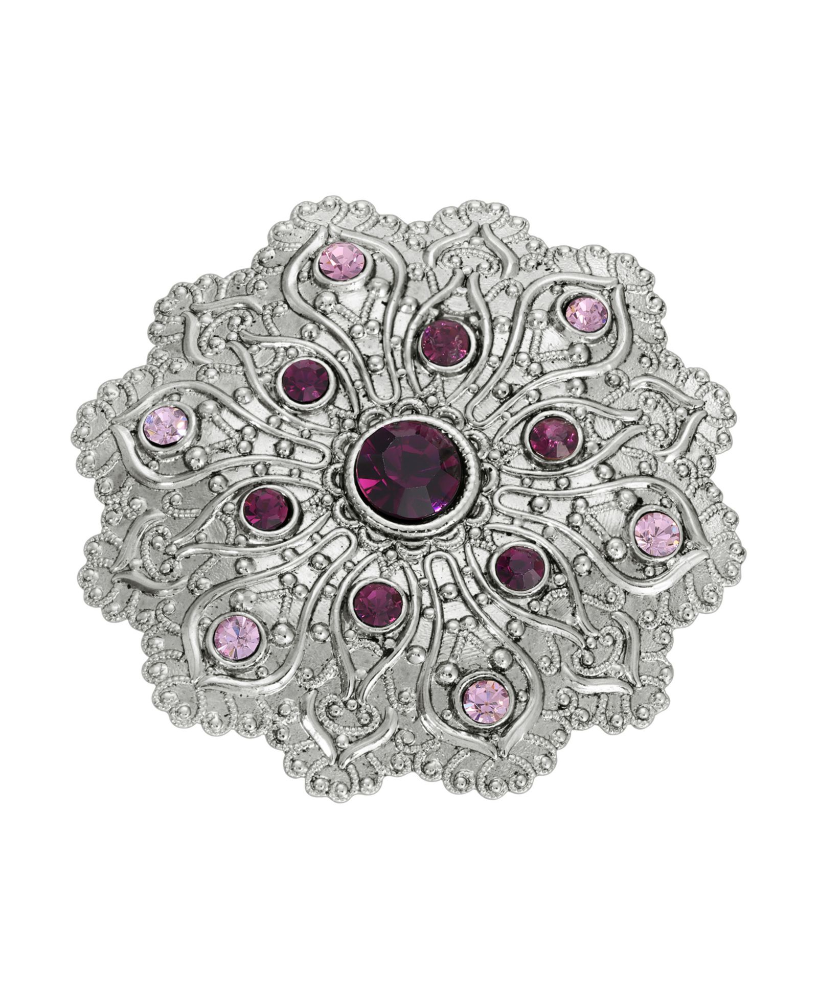 Брошь 2028 Crystal Silver-Tone Flower