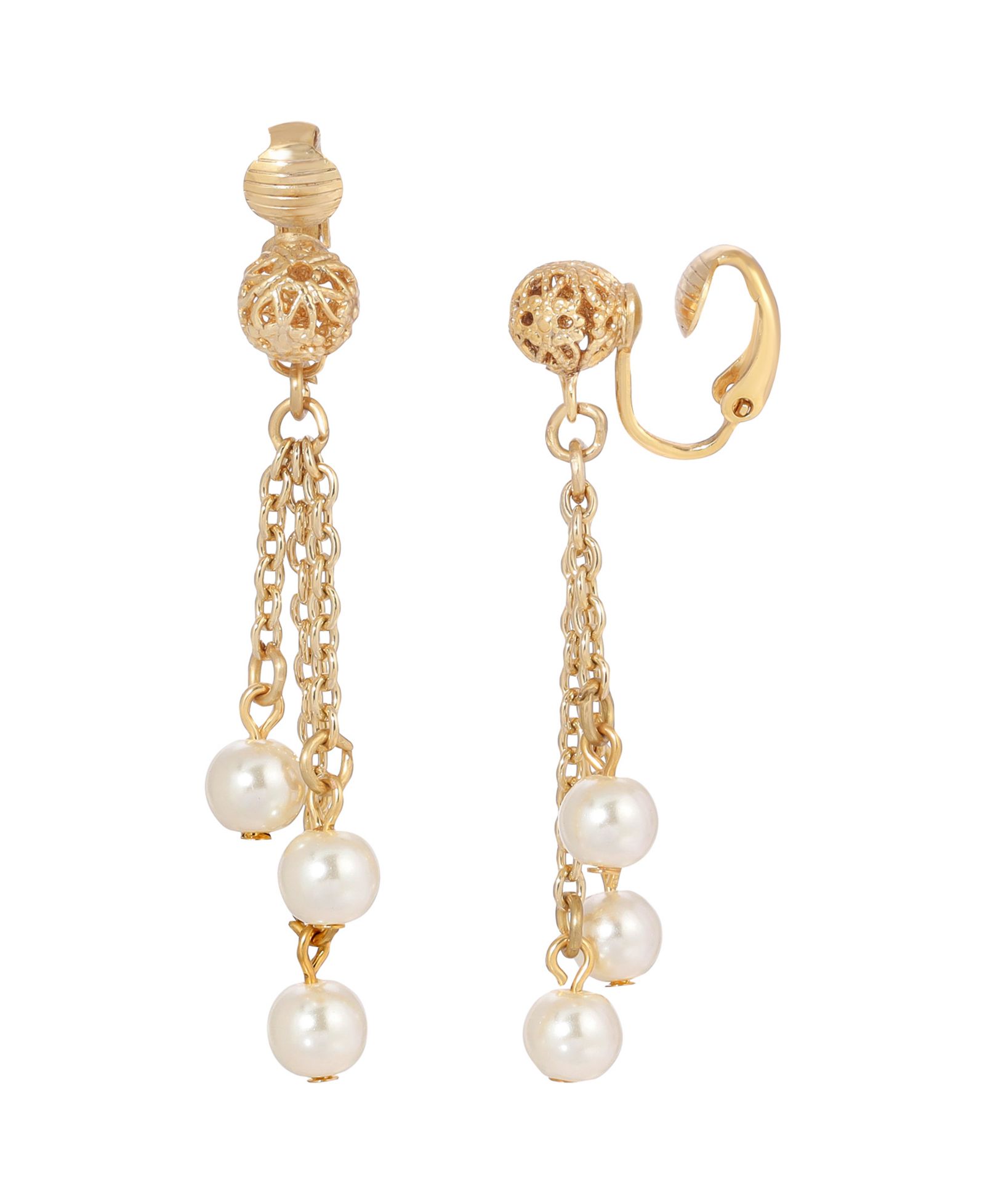 Серьги-клипсы 2028 Imitation Pearl Linear