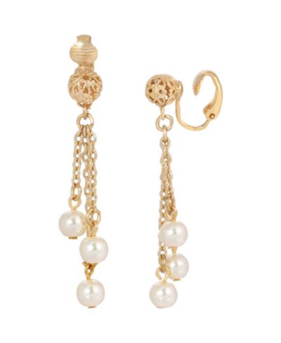 Серьги-клипсы 2028 Imitation Pearl Linear