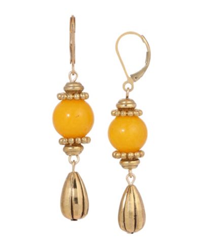 Серьги 2028 Semi-Precious Fluted Bead Lever Back