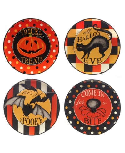 Certified International Spooky Halloween Set of 4 Dessert Plates, Service for 4