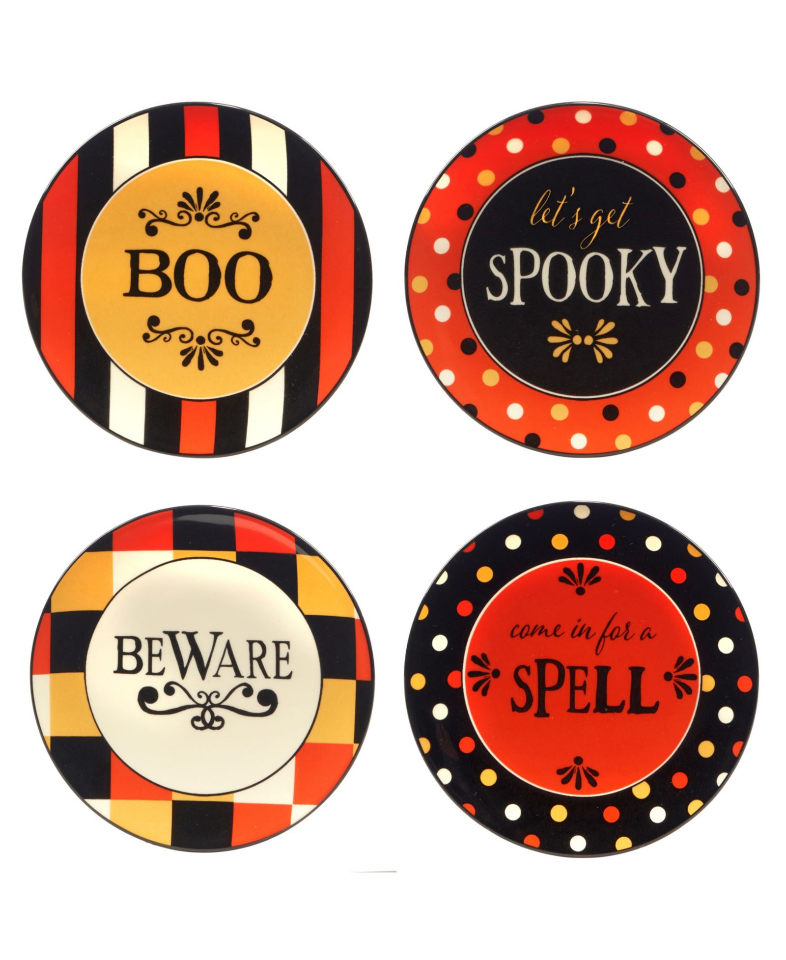 Набор из 4 тарелок для канапе Certified International Spooky Halloween