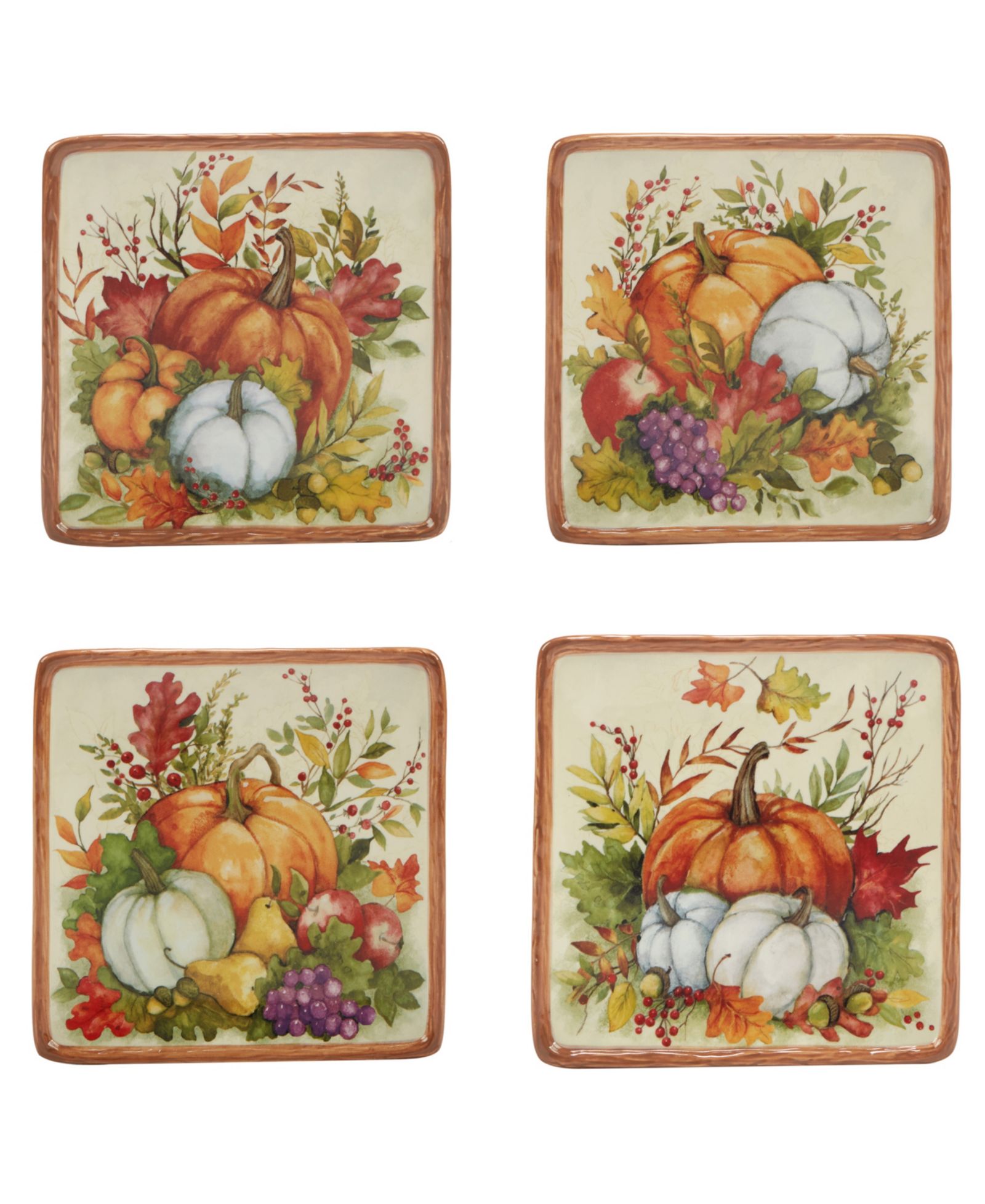 Certified International Harvest Blessings Canape Plates, Set of 4