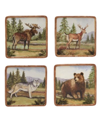 Certified International Mountain Summit Set of 4 Canape Plates